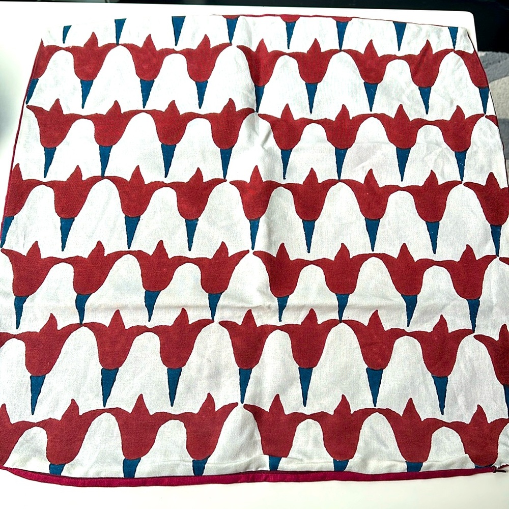 COPY - Molly Mahon Decorative Pillow 22X22 Inches. Red Blue Tulip.
